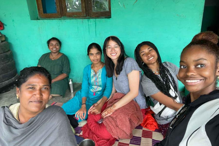 Denise Rose, right, worked with other Cornell students on a study of mental health in India.