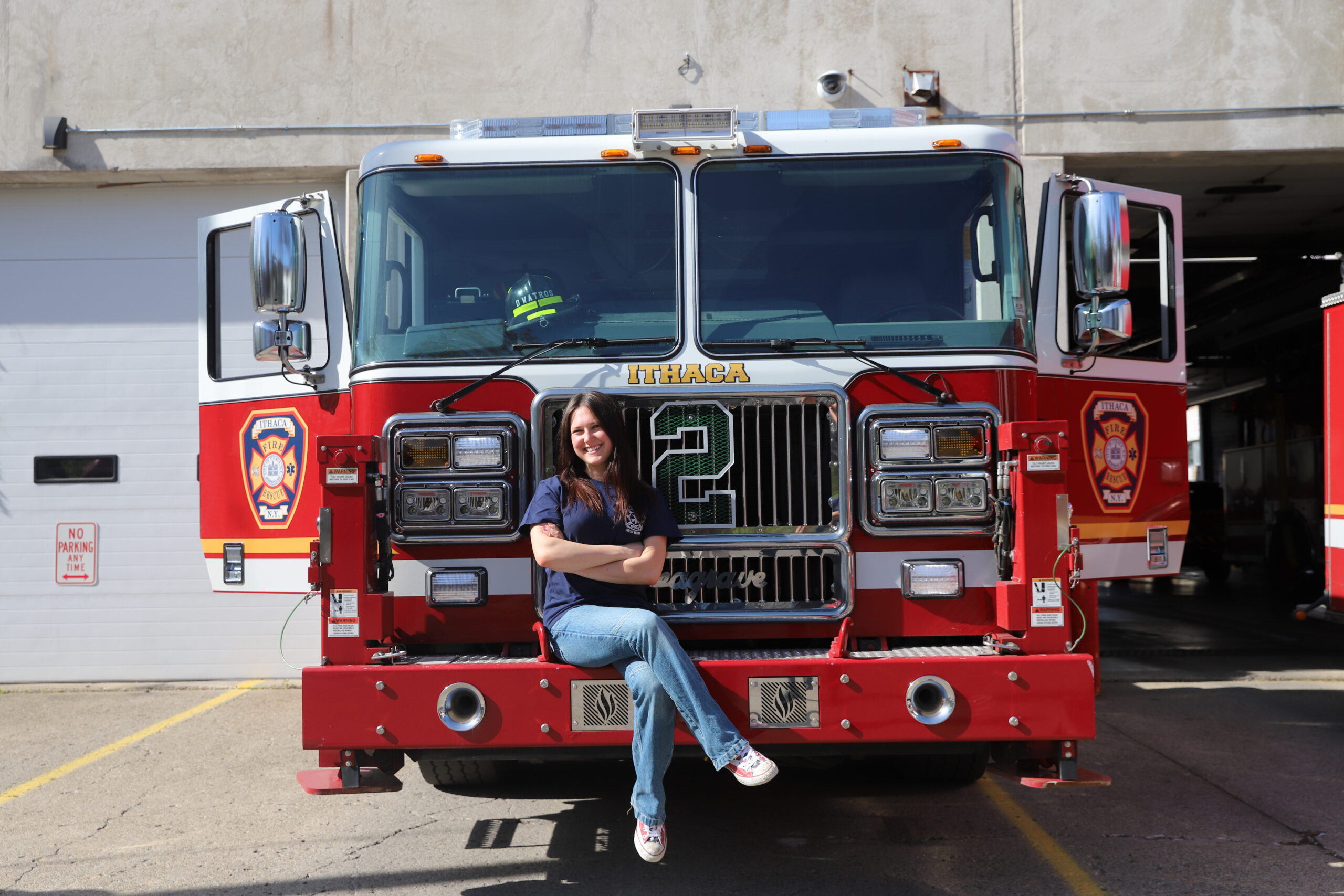 Jessie Sutton ’25 worked for the Ithaca Fire Department on a project improving their record retention system through the Community Work-Study Program. photo/Kennedy Young '28