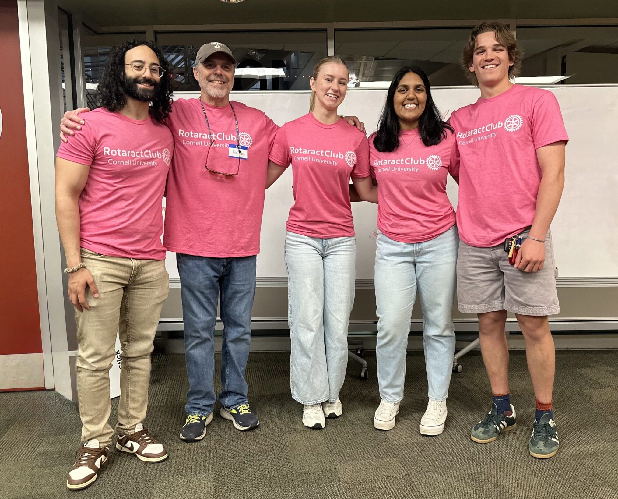 (l to r): Ray Hage, assistant director, Science and Technology Entry Program; Richard Kiely, Rotaract advisor and associate vice provost for engagement and land-grant affairs; Ana Loter ‘27; Serena Yeddu ‘27; and Max Lindenberg ‘29 during the Rotaract Youth Leadership Institute at Cornell in April 2025. photo/provided